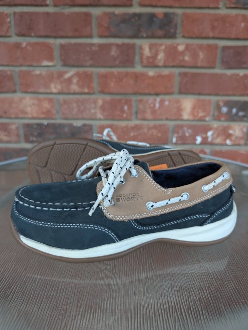 Women's Rockport Works Blue Leather Composite Toe Safety Shoes Size 7